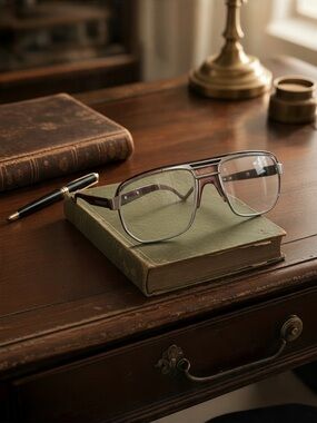 Men’s Vintage Sturdy Gun Metal & Tortoise Glass Square Shape Pilot Frames VTG